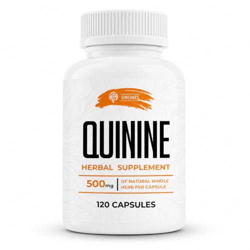 Leg Cramps Relief Quinine Capsules Natural Cinchona Bark Supplement for Cramp Defense & Digestive Health 500 mg Quinine Pills 120 Tablets Non-GMO Gluten-Free