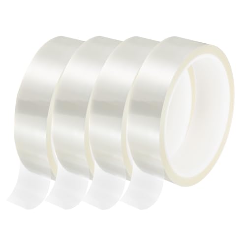 Image of uxcell Clear Heat Tape, 4 Rolls 25mmx33m 108ft High Temperature Heat Resistant Tape for Sublimation,Heat Vinyl Press,Heat Transfer, Circuit Board, No Residue