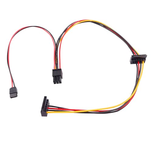 ELFJMZP ATX 6Pin a Dual SATA 15Pin + SATA 6Pin Adaptador Cable de Extensión Para Discos Duros Mecánicos, Unidades de Estado Sólido, Unidades Ópticas (19.6 in/50cm)