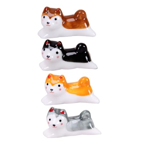 ELAYARD 4個 小犬デザイン製卓上箸置き スプーン フォーク対応滑らかセラミック素材 食卓用カトラリーレスト家用キッチンアクセサリー