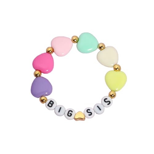 Image of Colorful Big Sister Bracelet Little Sister Bracelet Letter Beads and Heart Beads Bracelet Y2K Jewelry Gifts for Women