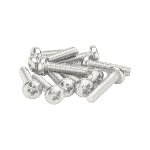 M4 (4mm x 25mm) Pozi Pan Head Machine Screws - BZP Steel (Pack of 20)
