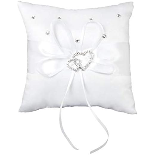 Double Heart Crystal Wedding Ring Pillow 15cm