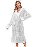 UMIPUBO Womens Dressing Gown with Hooded Ladies Robe Fluffy Super Soft Fleece Plush Bath Robe for Women Housecoat Bathrobe Loungewear Long Robe (Grey, M) - Image 2