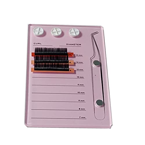 Eyelash Grafting Pallet Acrylic Lash Tile holder 7-15mm Scale Glue Cups Eyelash Extensions Storage Gasket Pads with Suction for Tweezers (pink)