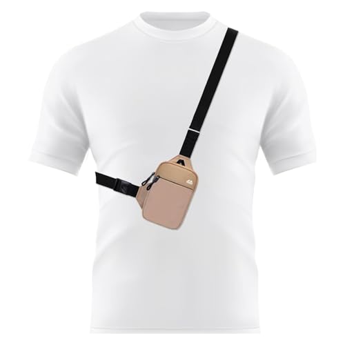 Image of Peicees Mini Crossbody Sling Bag Dual Pocket Water Resistant Running Phone Holder Chest Shoulder Bag for Men Women Travel Gym