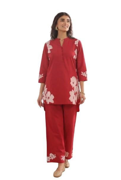 jisora Women's Red Printed Cotton Co-ord Set-picture-17