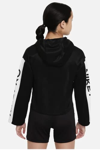 Nike Pro Girls Therma Training Hoodie Short Length Medium Black/White3