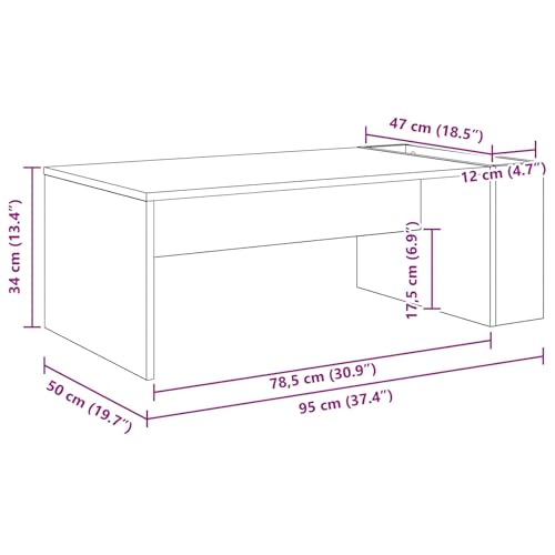 Table basse chêne Artisan moderne 95 cm avec niche de rangement - 3