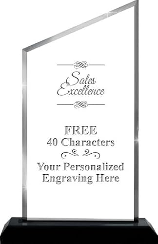 Crown Awards Personalized Acrylic Trophy, 8" Engraved Sales Incline Slant Acrylic Award Prime