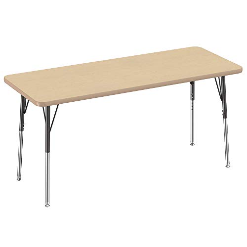 FDP 24" x 60" Rectangle Table with Swivel Glide Legs - Maple/Maple/Black