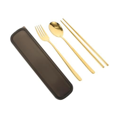 TOGEVAL ステンレス製カトラリー点 箸 スプーン フォーク 小学生用携帯食器 キッチンテーブルウェア 食洗機対応 贈り物に適した収納ケース
