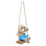 Swing Animal Hanging, Landscape Decoration Wear-Resistant for Home for Garden for Patio for Porch(Grey Swinging Teddy Dog)