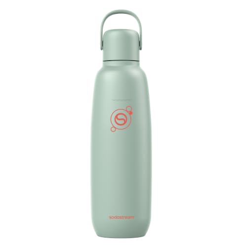 sodastream Fizz & Go Cool, Stainless Steel Carbonated Water Bottle 0.9L, Insulated Metal Bottle for Sparkling Water, Compatible with TERRA, ART, ENSO & More in Mint Green