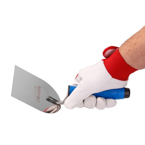 Mivos Stukkateurspachtel 100 x 120 mm mit Softgriff - Rostfrei - Edelstahl Maurerkelle 100 mm - Gipserspachtel - Putzerkelle - Kelle für Mauererarbeiten - Made in EU