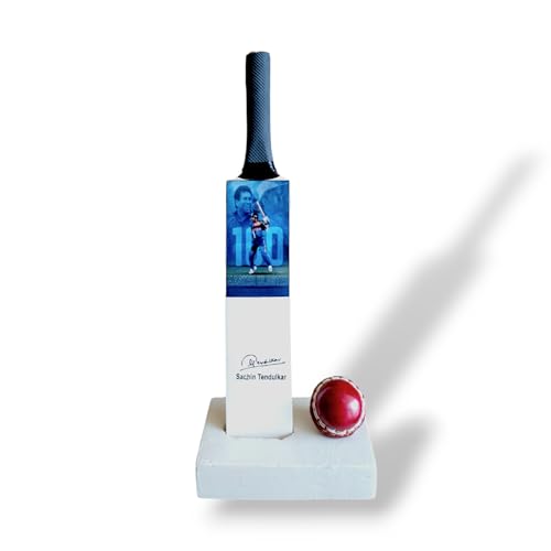 AEM™ Wood Sachin Tendulkar Showpiece Miniature Bat and Leather Ba...
