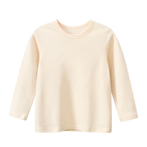Tシャツ ベビー 長袖 トップス 女の子 男の子 通園 トップスロンティー シンプル インナーシャツ ジュニア服 お着替えしやすい クルーネック 薄手キッズ プレゼント 体操服 アクティブウェア 通園通学 ベビー (ベージュ,130)