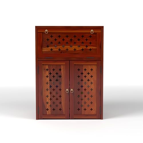Image of Solid Wooden Inverter Battery Cabinet | Single Battery Box | Wooden Inverter Battery Cabinet | Battery Box | Sheesham Wood, Standard (Honey Finish)
