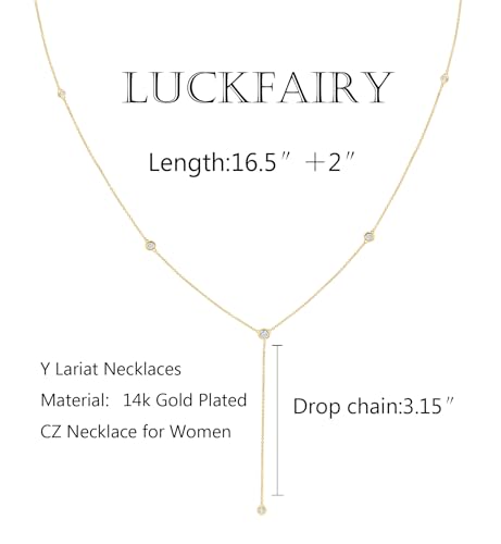 lariat necklace for womendainty gold long necklaces 14k gold plated cz lips bead y-shaped drop chain necklace simple gold layered necklaces for women trendy gold jewelry gifts for women