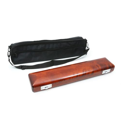 YoungMonic Red Solid Wood Flute Case Carrying Case For Flute Protection 16 Hole /17Hole Flute Case With Adjustable Shoulder Strap Soft Bag Flute Storage Flute Woodwind Instrument Accessories (17 hole)