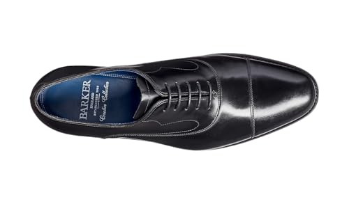 Image of BARKER Hartley Men's Handmade Oxford Dress Shoes - Premium Calf Leather, Goodyear Welted, Hi-Shine Finish, Timeless Formal Style, Crafted in Northampton, England