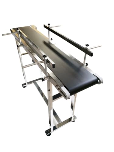WYDDDARY PVC Flat Belt Conveyor Stainless Steel Conveyor Machine 47.2x7.8inch Industrial Transport Conveyor 110V 60W Adjustable Speed Double Guardrail Electric Conveyor Black