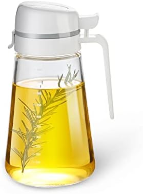 Auto Flip Glass Olive Oil Dispenser Bottle With Scale - 22oz Clear Cruet for Kitchen
