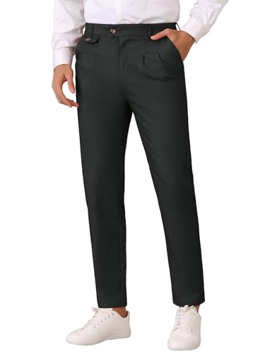 Lars Amadeus Dress Pants for Men's Pleated Front Tapered Leg Business Chino Trousers