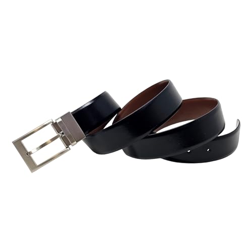 Mens Twist Reversible Black To Brown Leather Dress Belt 1.3" Wide With Removable Buckle Gift Box SB09 (X-Large (42" - 44"))2