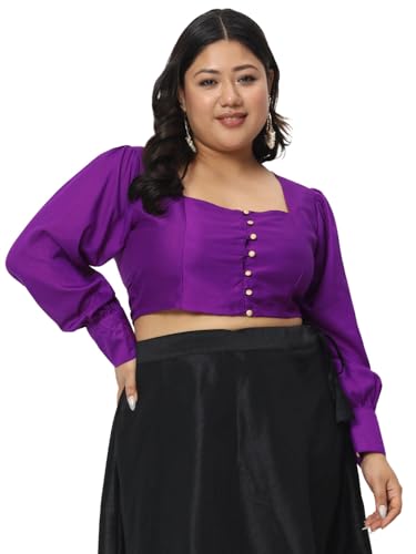 Image of studio rasa Women's Plus Size Chroma Button Down Crop Top for Wedding Festive Party