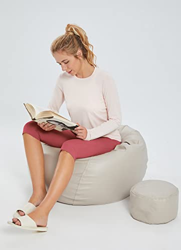 Baleaf Women's Capris Casual Summer Knee Length Leggings High Waisted Petite Yoga Casual Workout Exercise Capris With Pockets Rose Wine L #TOP6