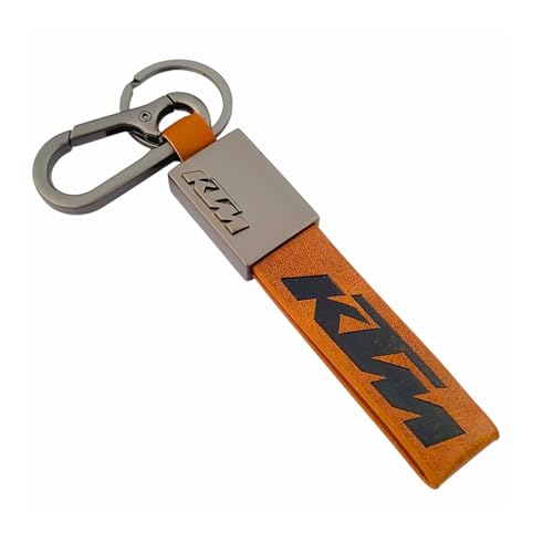 Image of Premium Leather Keychain Metal Hook Compatible with Durable Faux Leather Brown Strap with Heavy-Duty Alloy Clip Stylish Bike & Car Key Holder