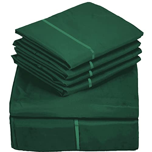 Sacred Thread 6 Pc Bamboo Sheet Set - Bedding & Pillowcase Set W/Deep Pockets - Silky Soft Hotel Bedding - Wrinkle Free & Fade Resistant - Cooling, Durable & Breathable (King Emerald) #TOP1