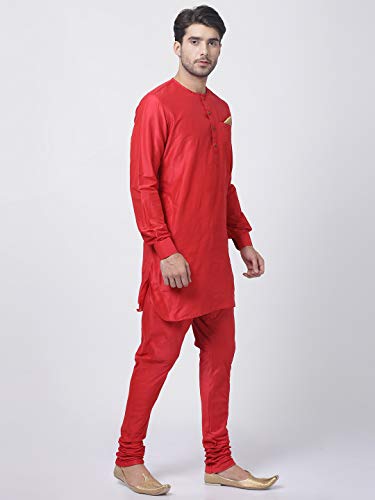 Image of VASTRAMAY Men's Black Cotton Blend Kurta and Pyjama Set