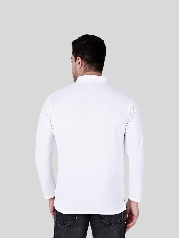 Image of Full Sleeve Men's Polo T-Shirt | Regular Fit, Soft & Breathable Cotton Blend Fabric | Classic Polo Collar, Casual & Office Wear | Available in Sizes M to 6XL, Multiple Colors