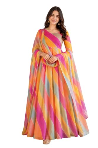 BANDRAGIRLS Rayon Printed Anarkali Gown Set - Image 2