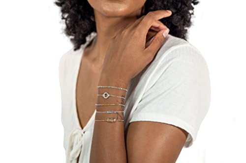 Kevia Set of 5 Stacking Bracelets in Mixed Silver & Gold with CZ Accents4