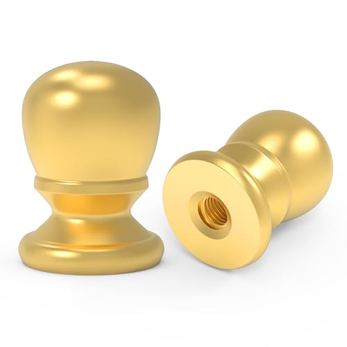 Image of 2 Pcs Ball Lamp Finial Cap Knob, 1 /4-27 Inch Threaded Solid Lamp Shade Head Top Screw Finial Caps Nut Decoration for Lamp Shade, Table or Floor Lamps (Gold)