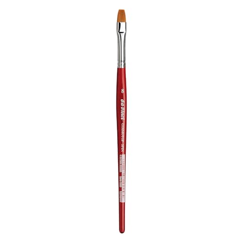 Image of da Vinci Watercolor Series 5880 CosmoTop Spin Paint Brush, Flat Synthetic with Red Handle, Size 8 (5880-08)