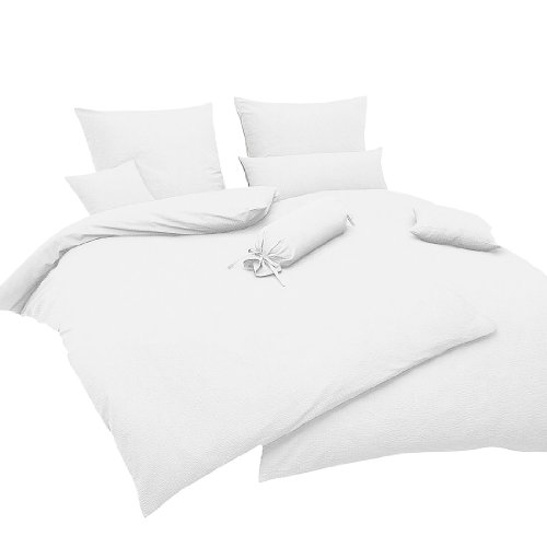 Janine design parure de lit en mako seersucker 155 x 220 cm (blanc)