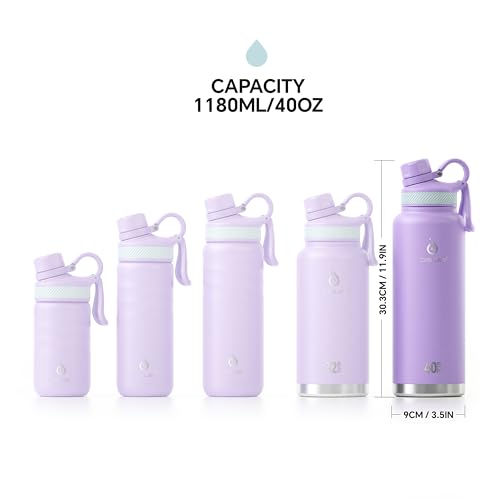 Image of IDEUS Vacuum Insulated Water Bottle, Stainless Steel Double Wall Flask Metal Sports Canteen with Leak-Proof Screw Cap (Violet, 40oz (1140ml))