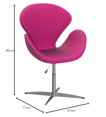 Image of Modern Swivel Lounge Chair with Hydraulic Lift for Home Office Hotel Cafe (Pink, Faux Leather)