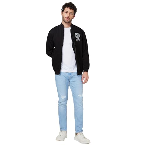 Image of Spykar Blended Slim Fit Round Neck Full Sleeve Sweatshirt for Men