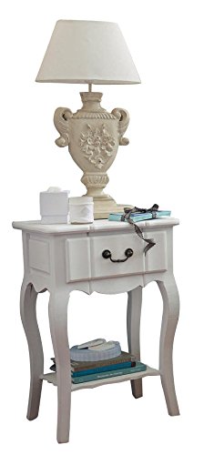 Aprodz Mango Wood Vanimo One Drawer Selves Bedside Storage Table for Bedroom | White Finish