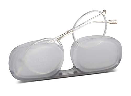 NOOZ - Lunettes de vue lecture anti lumière bleue - Forme Ronde - Couleur Crystal - Correction +2 - Monture en Acier et Nylon - Lunette loupe pour Homme et Femme - Modèle ELA Collection DUAL