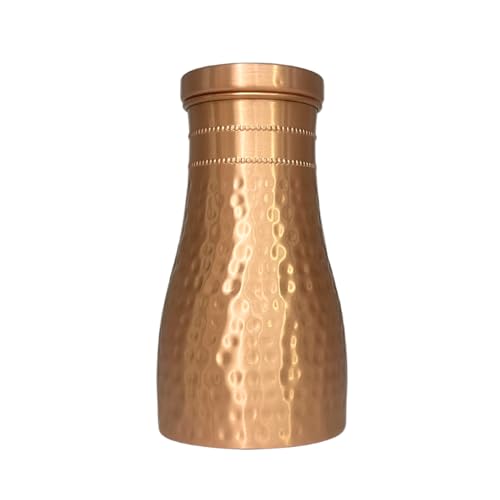 Piepot Copper Water Bottle 1 LTR | Copper Water Bottle for Drinking | 100% Pure | Leak-Proof | Easy to Cary | Suitable for Yoga, School & Offices | Best for Gifting - Hammered Finish