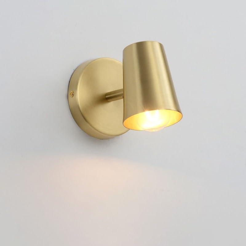 LIGHT ART STUDIO Sculpted Chic LED Wall Lamp Wall Sconce Adjustable Angle Wall Lights with Plug in Cord and Dimmer On/Off knob Switch, Gold Wall Mounted Light for Bedside Bedroom Doorway