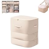 Tubescream Space Zip, Spacezip Ultra Slim Organizer With Built-In Compression, Ultra 𝐒𝐩𝐚𝐜𝐞 Saving Self Compression Organizer, Large Capacity Breathable and Moisture-Proof (Beige,L (three layers))