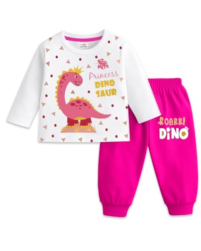 Image of Kuchipoo Girls Regular Fit Cotton T-Shirts and Pyjamas Clothing Set