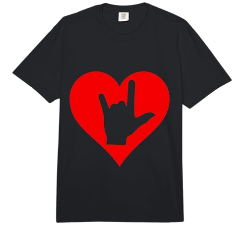 ASL Heart American Sign Languages Day Hand Talking Comfort Colors Adult Heavyweight T-Shirt